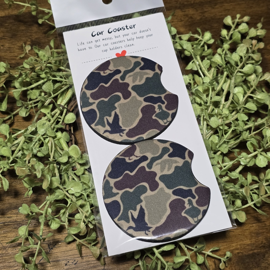 Camo Car Cup Coaster Set Camouflage Travel Drink Holders